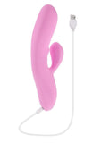 Push The Button Rechargeable Silicone Rabbit Vibrator with Clitoral Stimulator