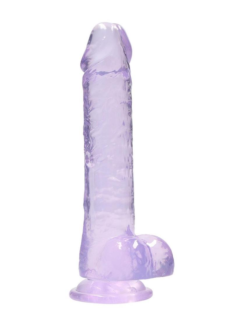 Realrock Crystal Clear Dildo with Balls - Purple - 8in