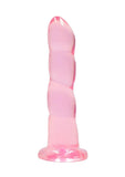 Realrock Crystal Clear Non Realistic Dildo with Suction Cup - Clear/Pink - 7in