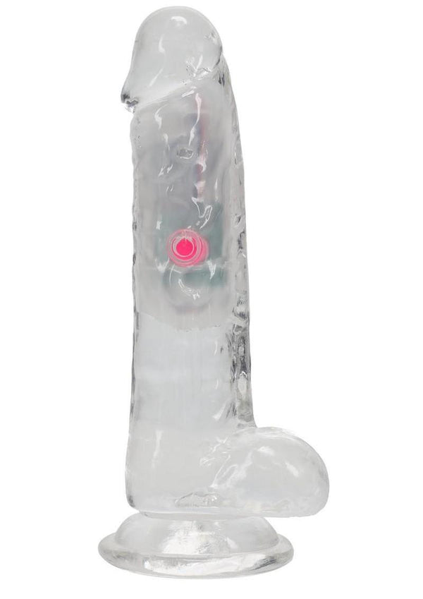 Realrock Vibrating Led Wireless Rechargeable Remote Control Cock with Balls - Clear - 6in