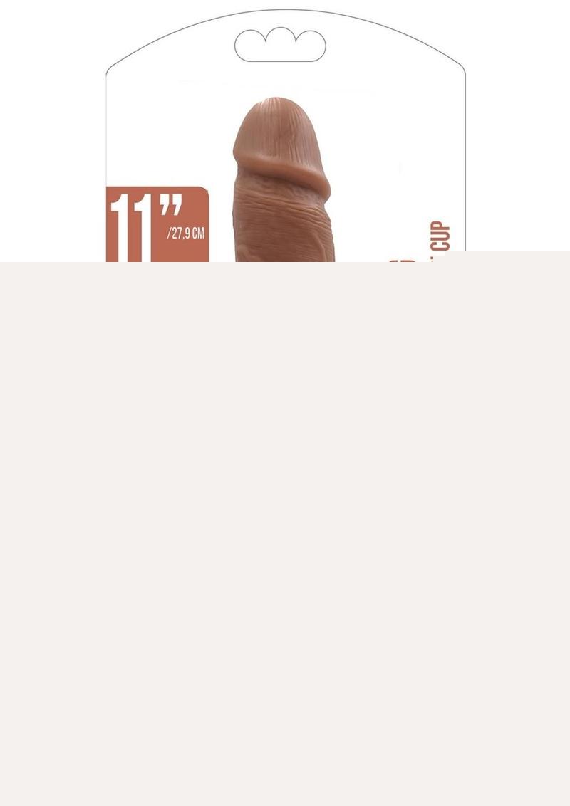 Realrock Straight Realistic Dildo with Balls and Suction Cup - Caramel - 11in