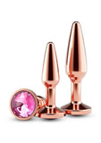Rear Assets Tapered Trainer Chrome Plated Anal Plugs Kit - Rose Gold - 3pc/Set