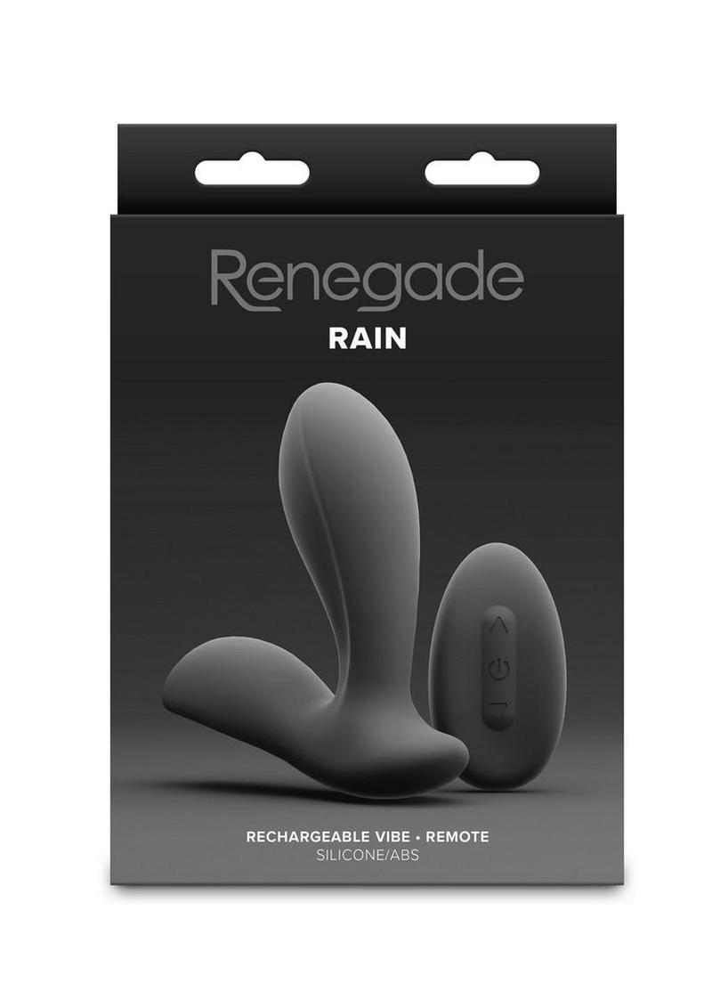 Renegade Rain Rechargeable Silicone Prostate and Taint Massager with Remote Control - Black
