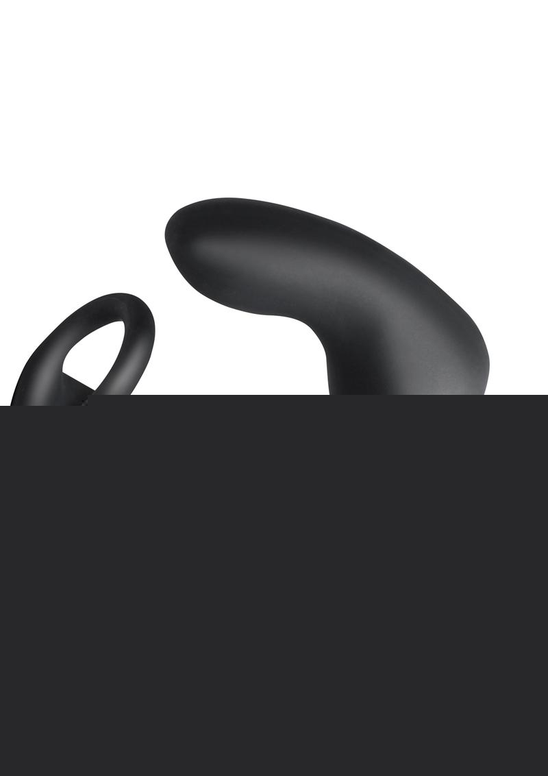 RO-Zen Pro Rechargeable Silicone Cock Ring with Vibrating Butt Plug - Black