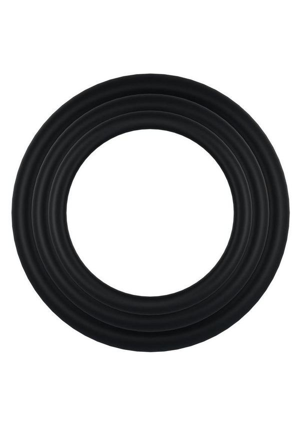 Rock Solid Tri-Pack Rubber Gasket Cock Ring - Black