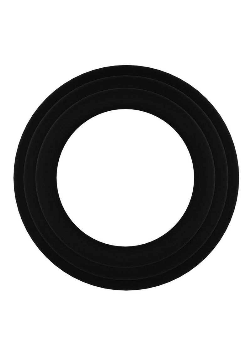 Rock Solid Tri-Pack Silicone Gasket Cock Ring - Black