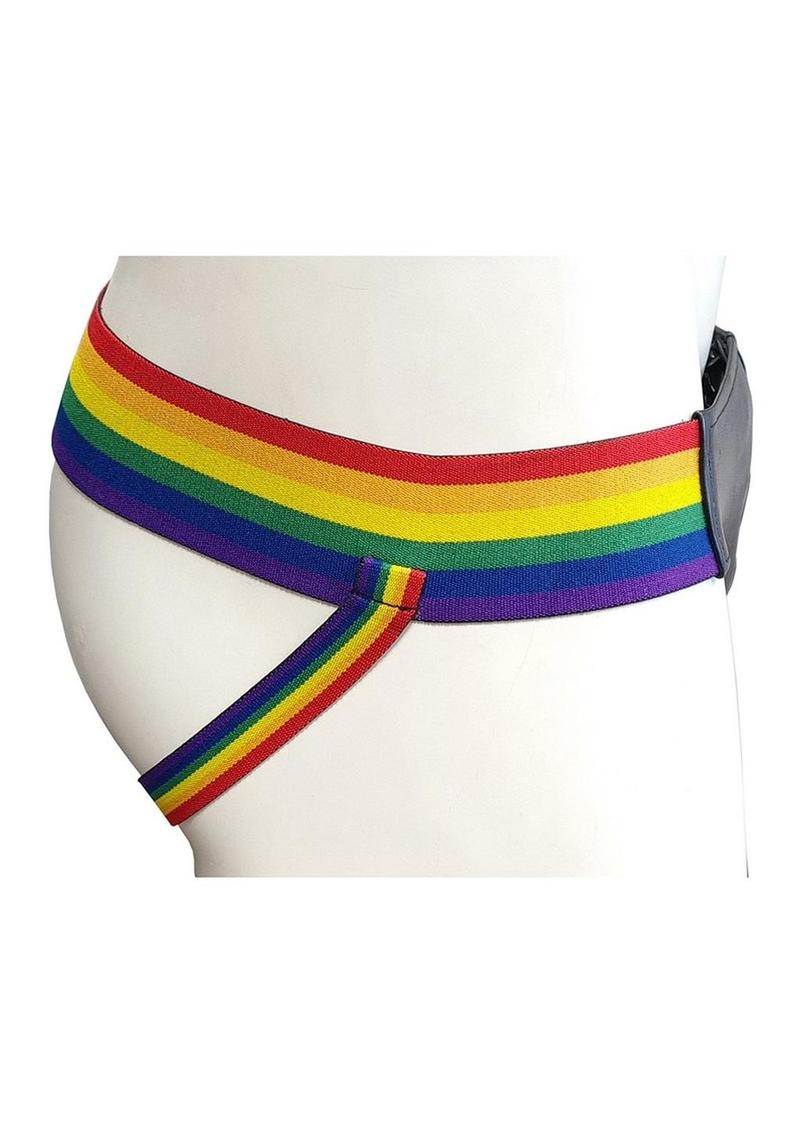 Rouge Leather Jock with Pride Stripes - Multicolor - XLarge
