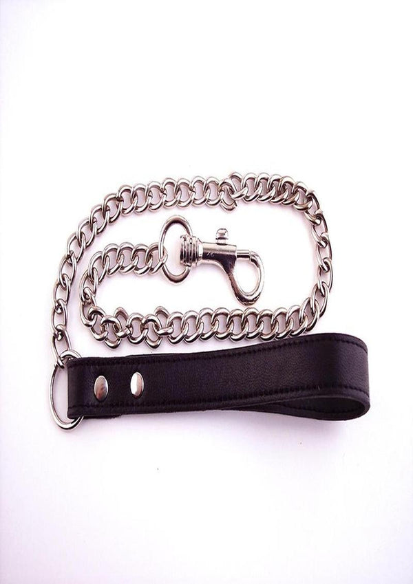 Rouge Leather Lead Chain - Black/Metal