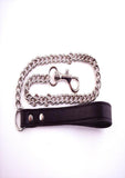 Rouge Leather Lead Chain - Black/Metal