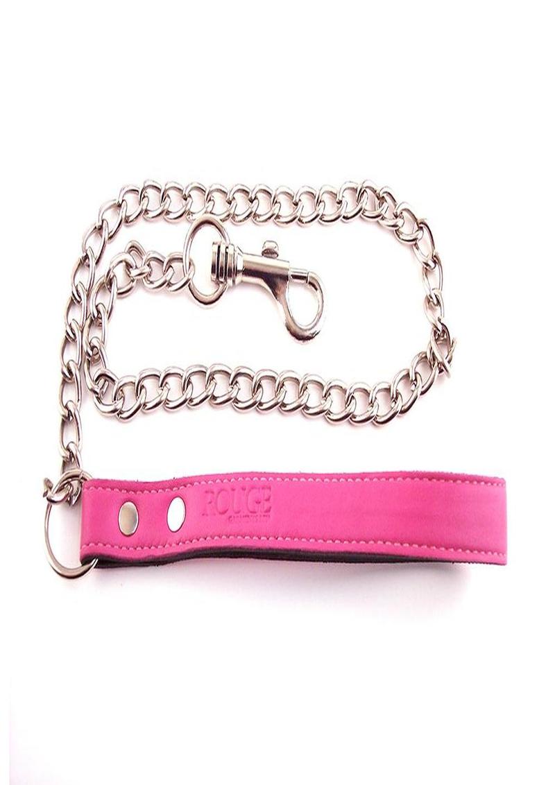 Rouge Leather Lead Chain - Metal/Pink