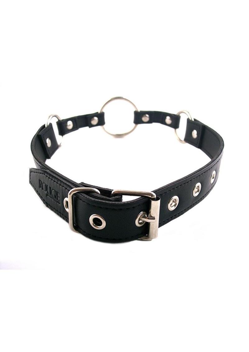 Rouge O Ring Leather Adjustable Mouth Gag - Black