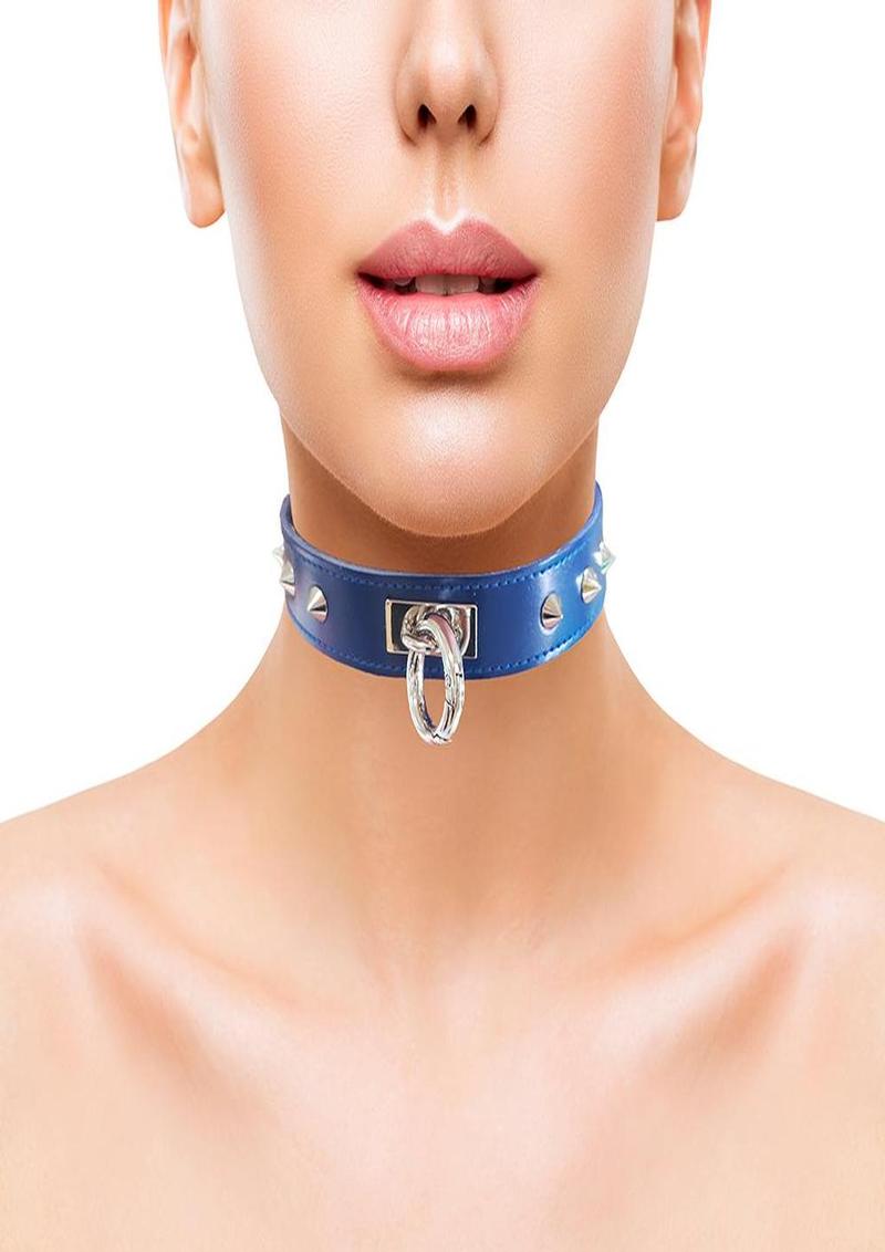 Rouge O Ring Studded Adjustable Leather Collar