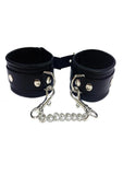 Rouge Plain Leather Adjustable Ankle Cuffs - Black