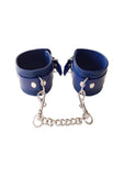 Rouge Plain Leather Adjustable Ankle Cuffs - Blue