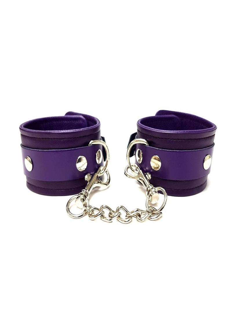Rouge Plain Leather Adjustable Ankle Cuffs - Purple