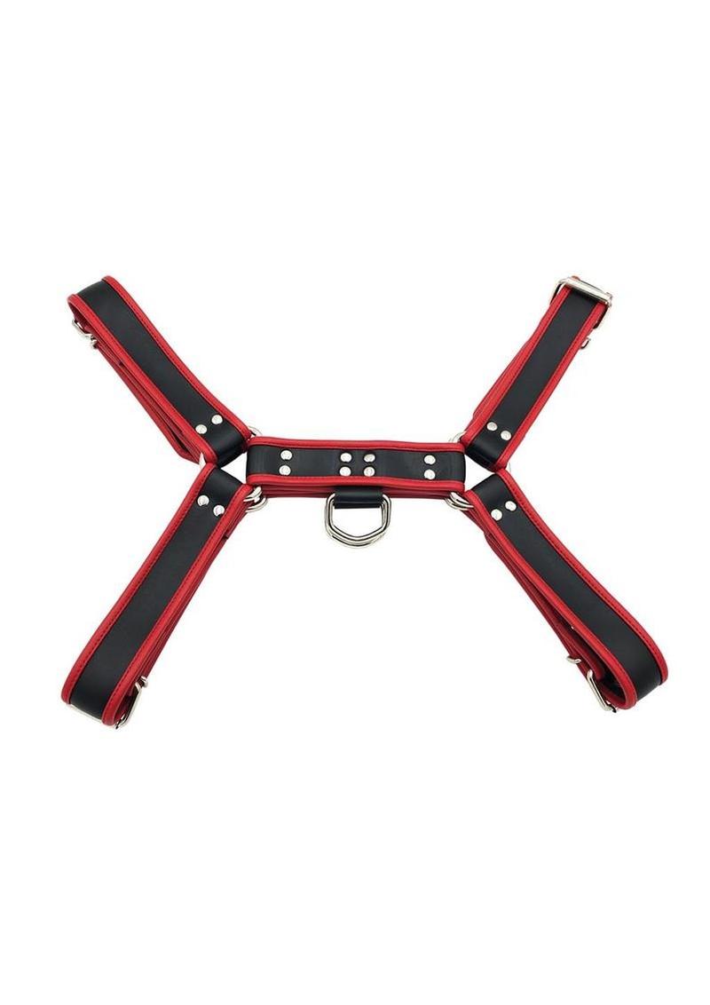 Rouge Pvc Ot H Front Harness - Black/Red - Large/XLarge