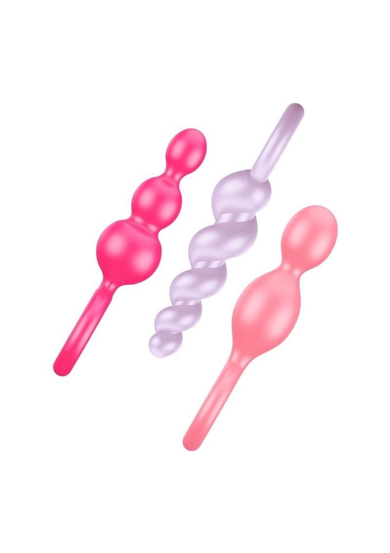 Satisfyer Booty Call Silicone Textured Anal Plugs Assorted Colors 3 Each