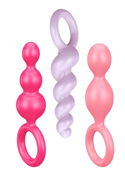 Satisfyer Booty Call Silicone Textured Anal Plugs Assorted Colors 3 Each