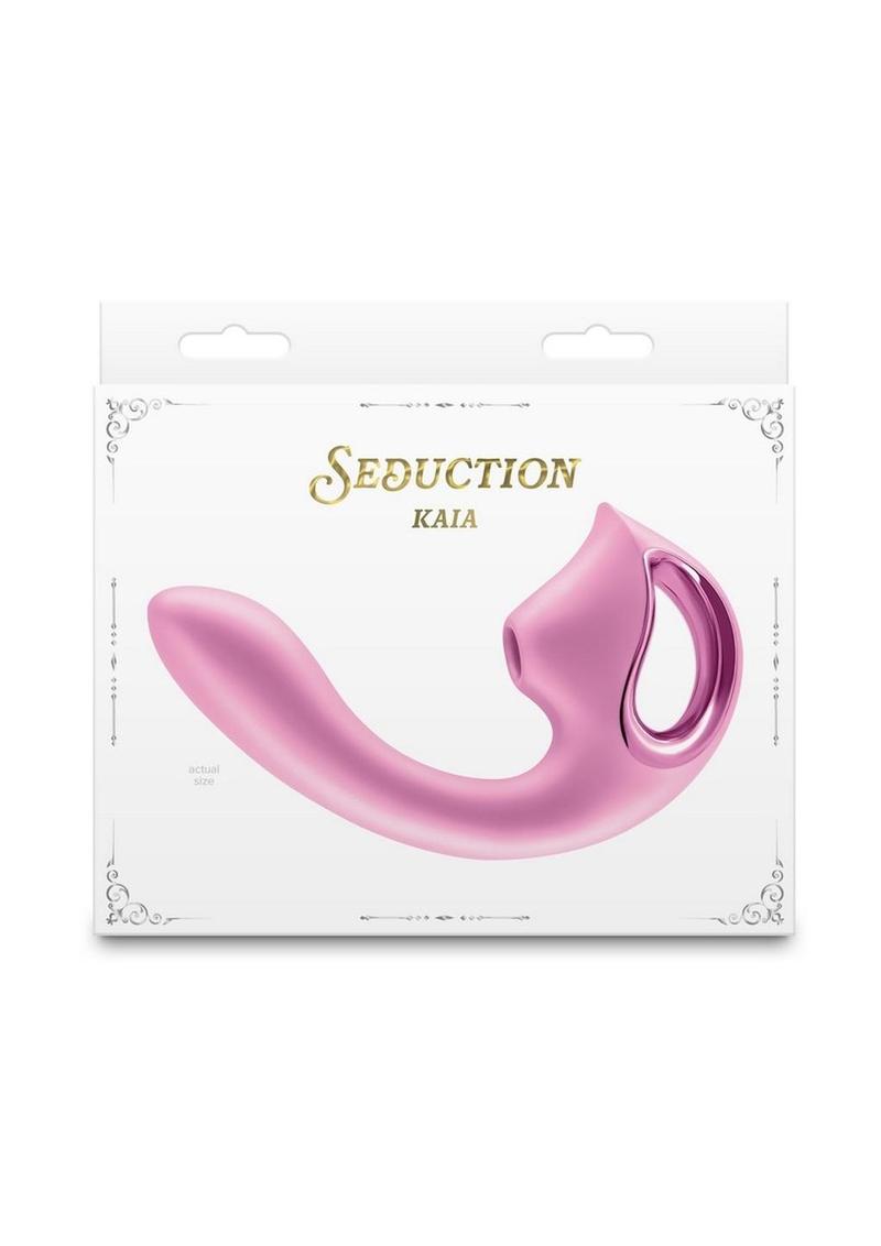 Seduction Kaia Rechargeable Silicone Dual Vibrator with Air Pulse Clitoral Stimulator - Pink