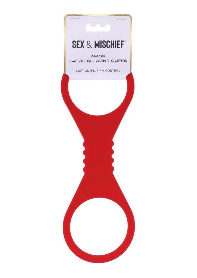 Sex and Mischief Amor Silicone Cuffs - Red - Large