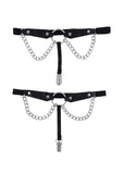 Sex and Mischief Chain Lace Garters - Black/Silver