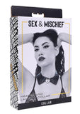 Sex and Mischief Heartbound Lace Day Collar - Black/Silver