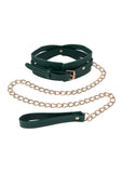 Sex and Mischief Indica Cutout Collar and Leash - Gold/Green