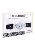 Sex and Mischief Lace Silicone Breathable Ball Gag - Black/Silver