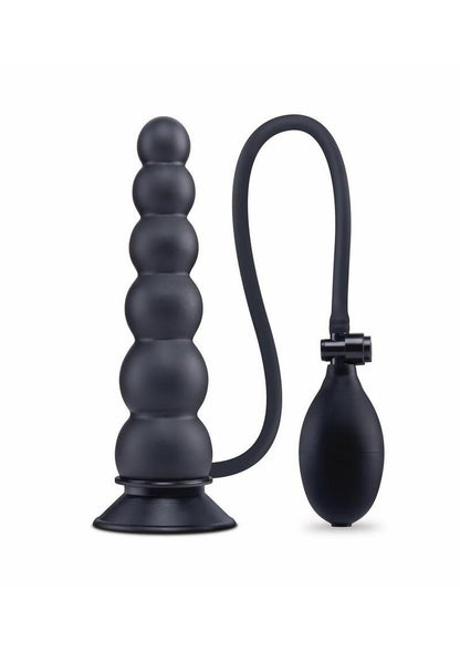 Size Up Ripple Inflatable Silicone Butt Plug - Black - 7in