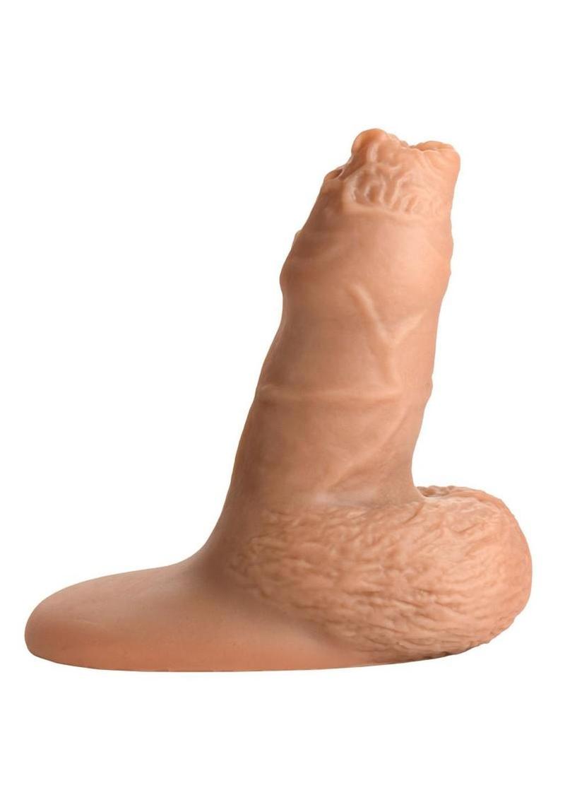 Strap U Uncut Packer Silicone 5.1in Dildo - Caramel
