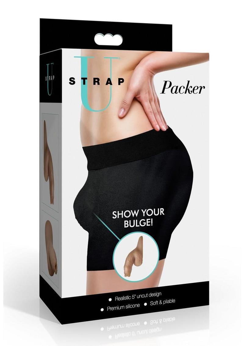 Strap U Uncut Packer Silicone 5.1in Dildo - Caramel