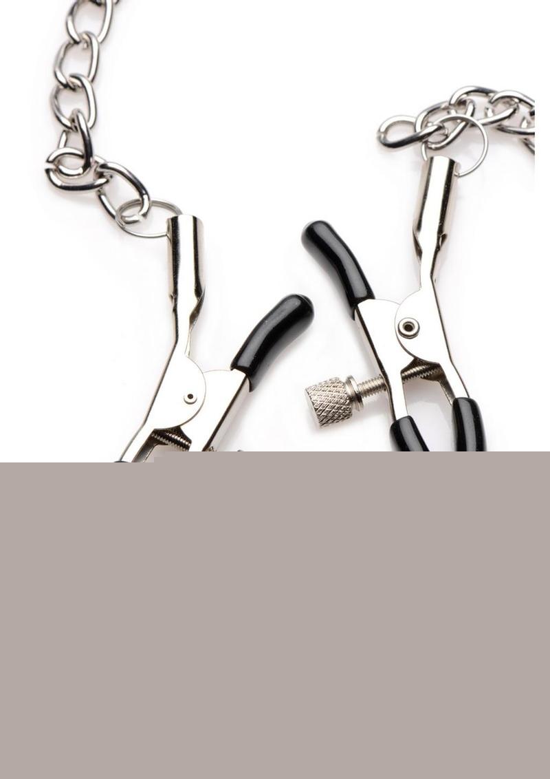 Strict Black Silicone Bit Gag with Nipple Clamps