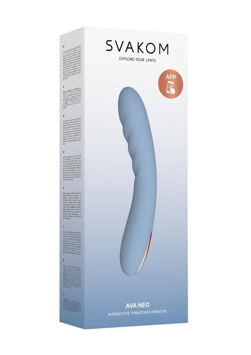 Svakom Ava Neo Rechargeable Silicone Vibrator with Remote - Blue