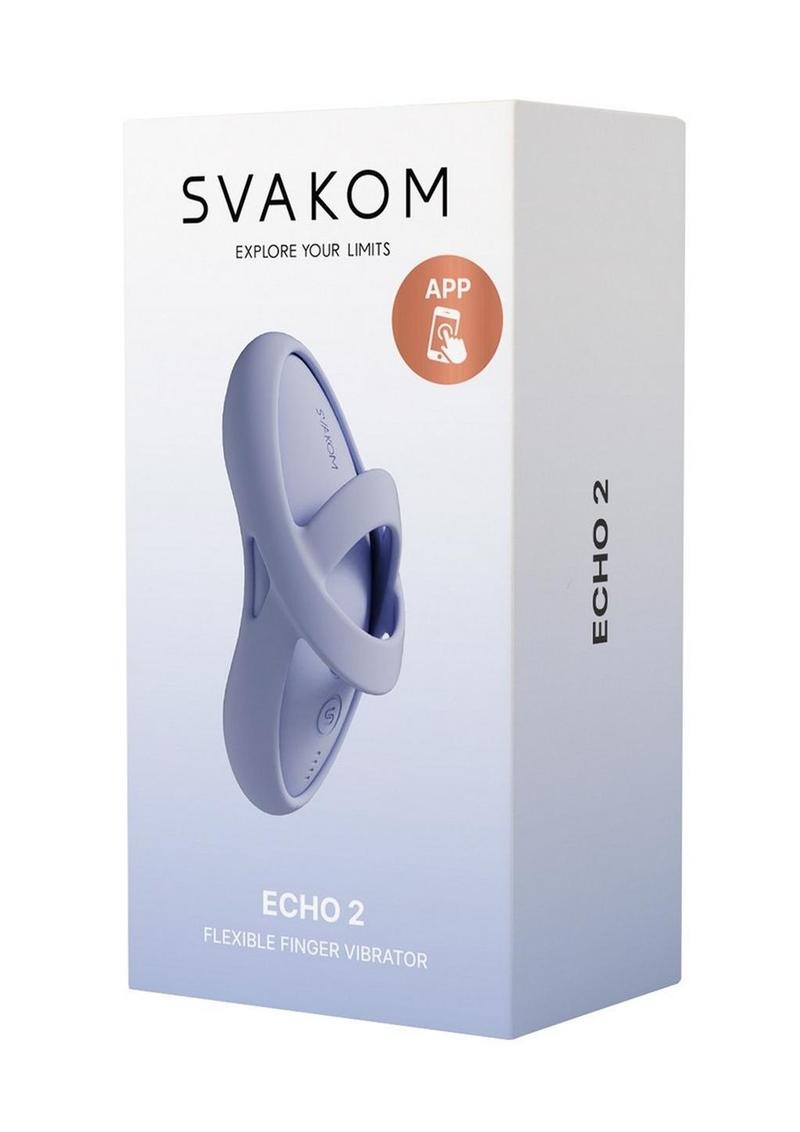 Svakom Echo 2 App Compatible Rechargeable Silicone Heated Finger Vibrator - Blue