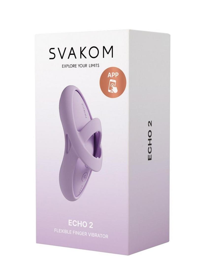 Svakom Echo 2 App Compatible Rechargeable Silicone Heated Finger Vibrator - Lilac/Pink
