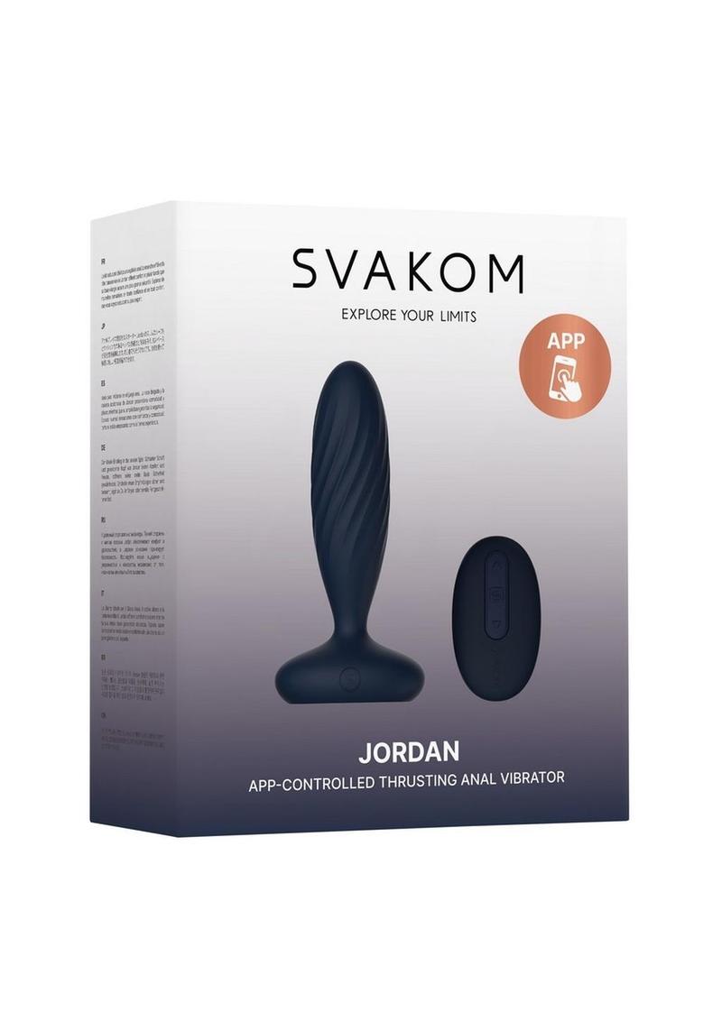 Svakom Jordan Rechargeable Silicone App Control Thrusting Anal Vibrator - Navy Blue