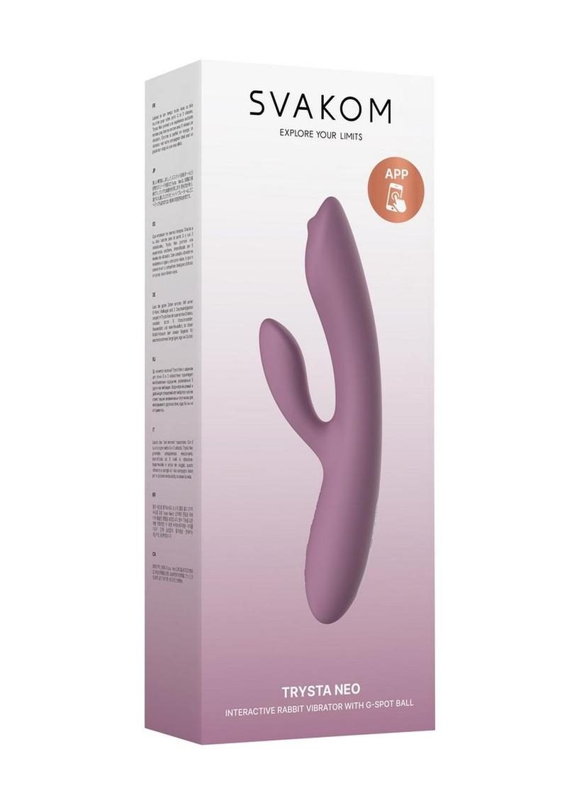 Svakom Trysta Neo Rechargeable App Compatible Silicone Rabbit Vibrator - Lavender/Purple
