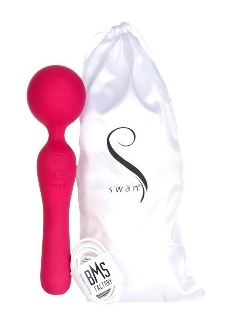 Swan The Swan Sceptre Rechargeable Silicone Dual End Wand Massager - Magenta/Red