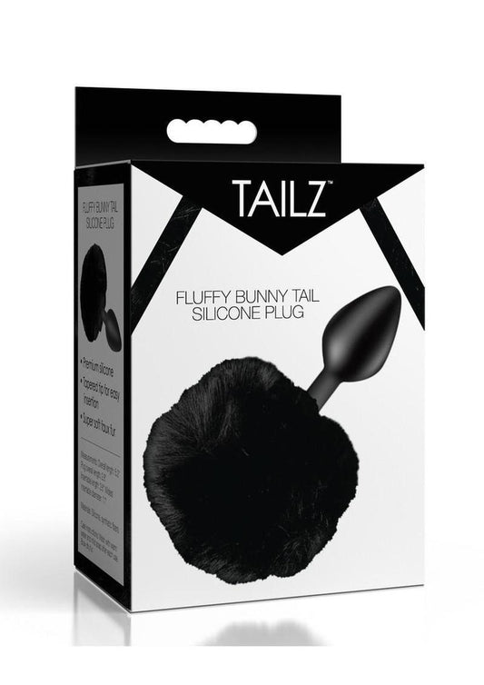 Tailz Fluffy Bunny Tail Silicone Plug - Black
