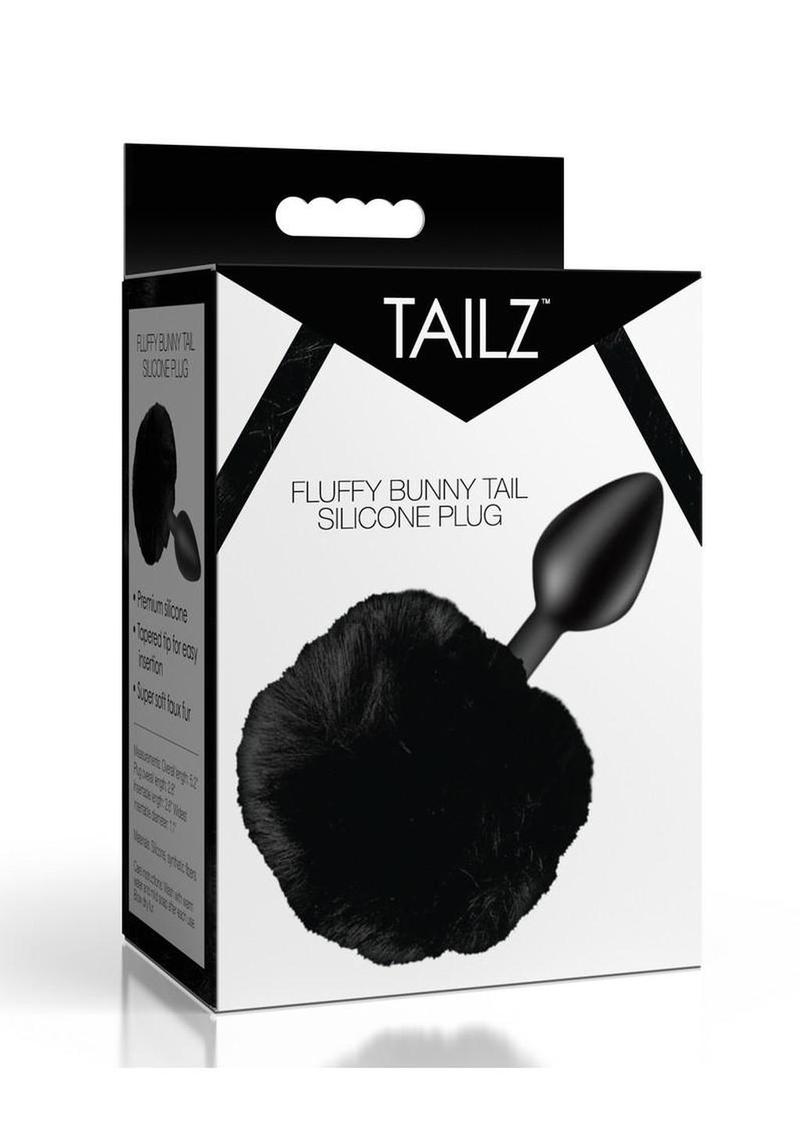 Tailz Fluffy Bunny Tail Silicone Plug - Black