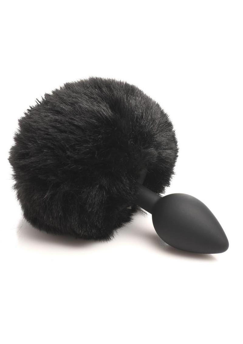Tailz Fluffy Bunny Tail Silicone Plug - Black