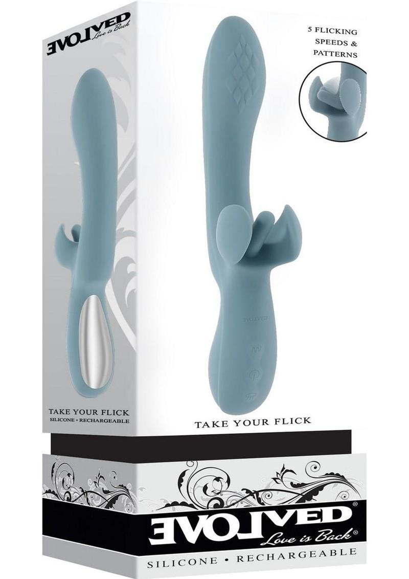 Take Your Flick Rechargeable Silicone Dual Vibrator - Blue
