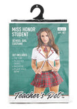 Teacher's Pet Ms. Honor Student Schoolgirl Costume - Red/White - One Size - 4 Piece