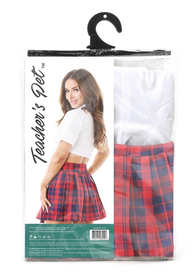 Teacher's Pet Schoolgirl Costume - Red/White - One Size - 2 Piece