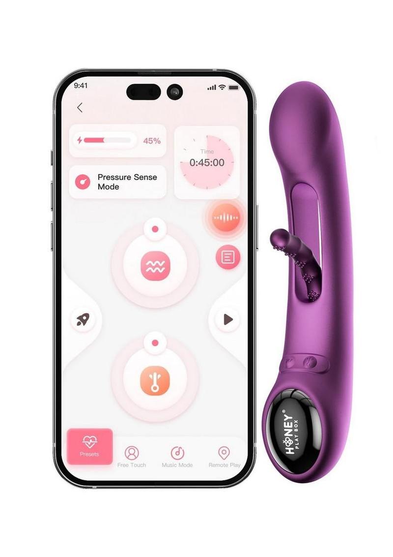 Tempo Pressure Sensing App Controlled Kinky Finger Tapping Rechargeable Silicone G-Spot Vibrator