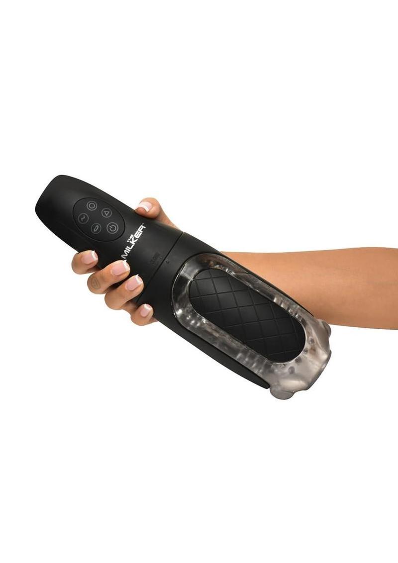 The Mk Pleasure Grip Sucking and Vibrating Rechargeable Masturbator - Black