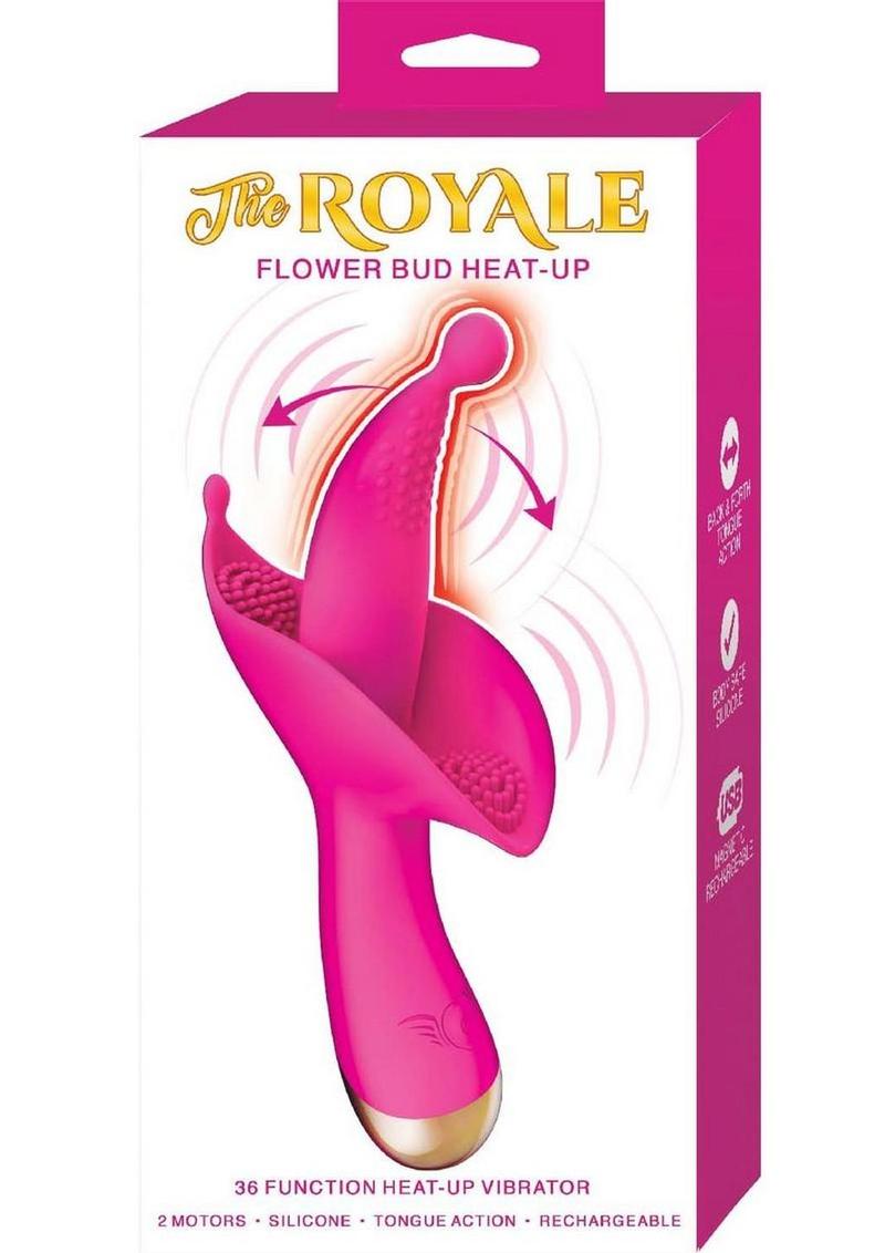 The Royal Flower Bud Heat-Up Rechargeable Silicone Warming Clitoral Stimulator - Pink