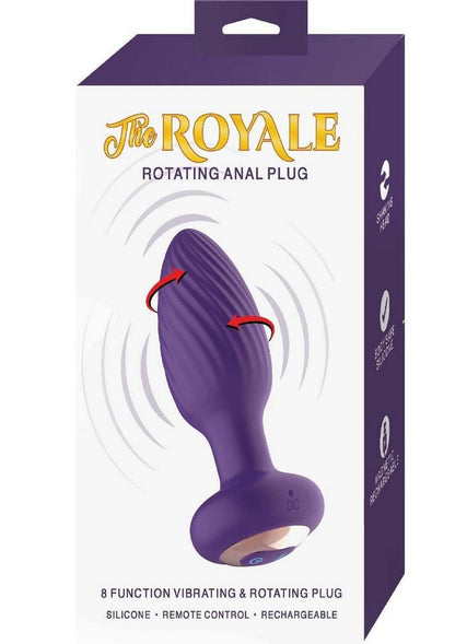 The Royal Rotating Anal Plug Rechargeable Silicone with Remote - Purple