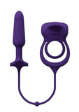 Vedo Humper Rechargeable Silicone Dual C-Ring with Anal Plug - Purple - 5in