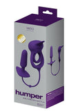 Vedo Humper Rechargeable Silicone Dual C-Ring with Anal Plug - Purple - 5in